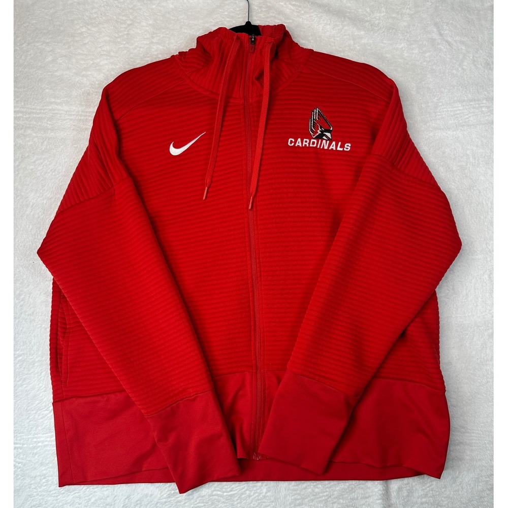 Nike Ball State Cardinals Hoodie Womens L Red Full Zip Dri-FIT Ribbed Jacket